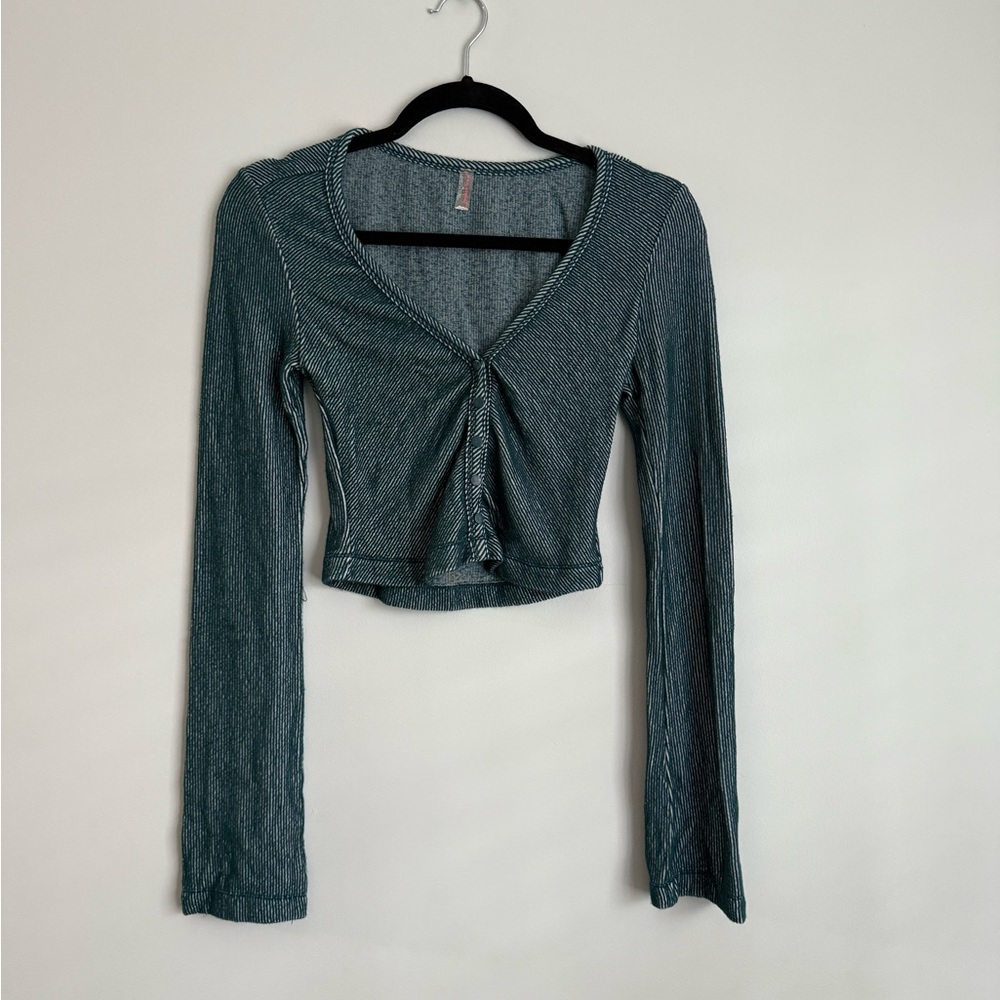 Free People Movement Green/Blue Long Sleeve Top